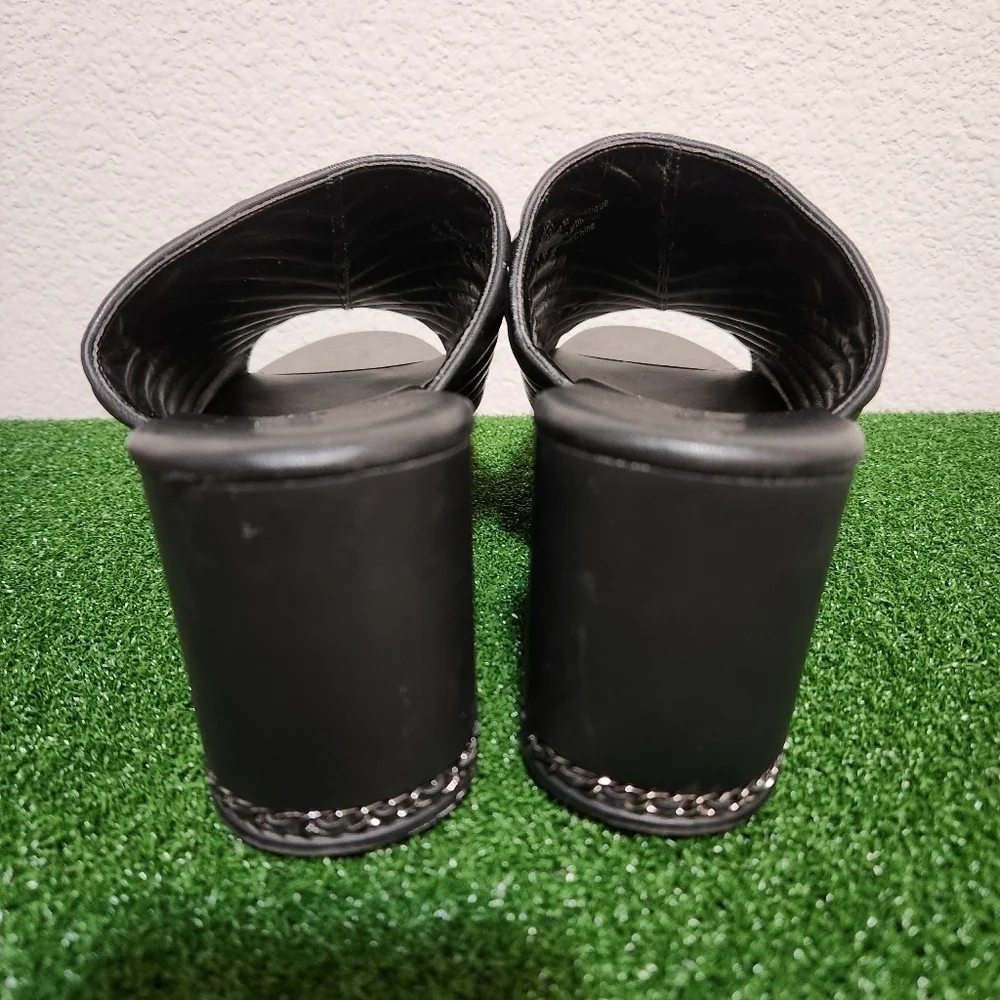 Karl Lagerfeld Liza Black Quilted Wedge Slide Sandals size 11M